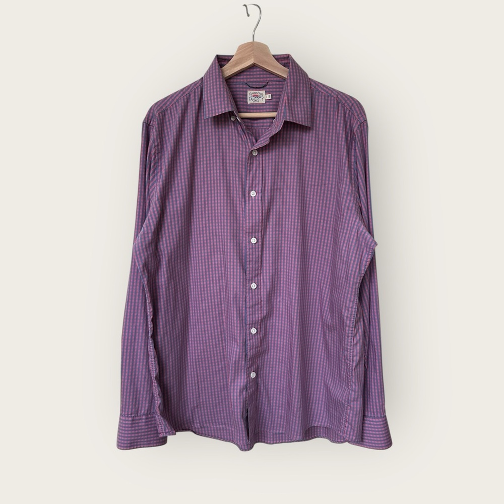 Faherty Blue Rose Gingham Movement Shirt‎ size L